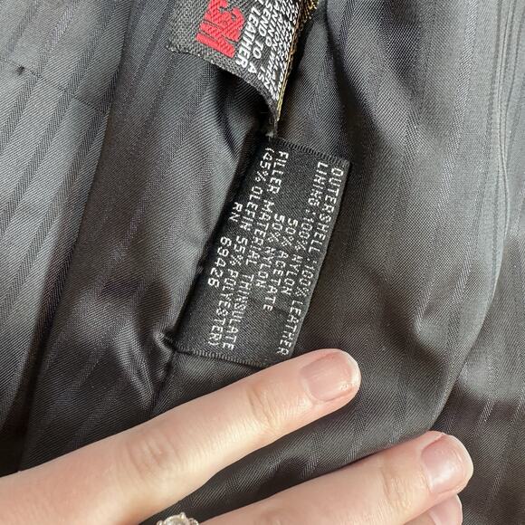 Wilson Leather Jacket Women Medium Black Button Front Lined Trench Coat - Picture 8 of 12